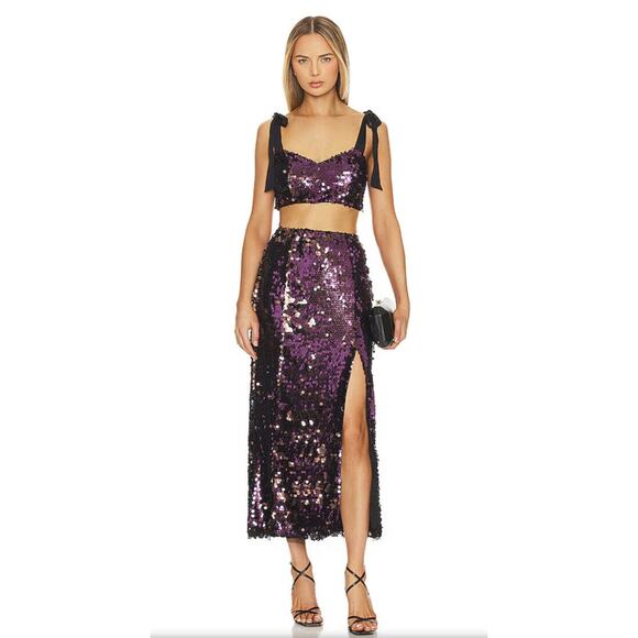 Free People Star Bright Set in Lilac Size 4 Sequin Skirt Set